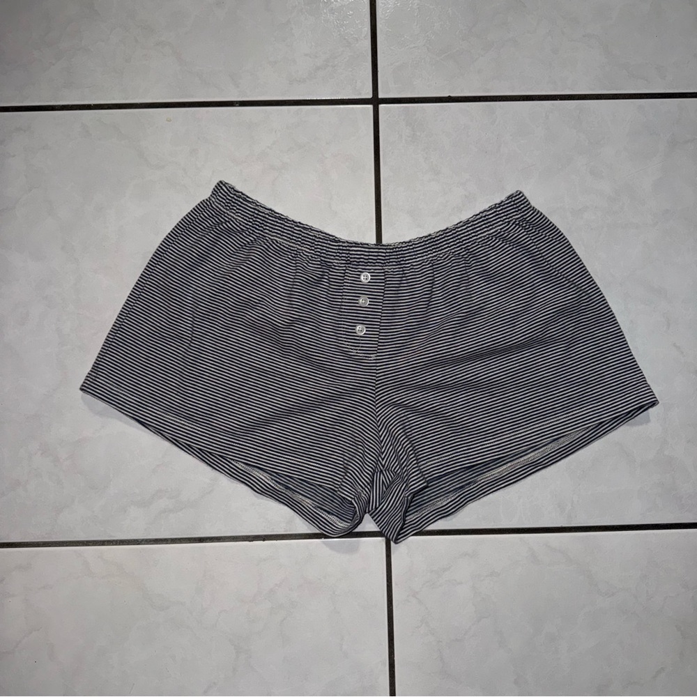 Brandy Melville Blue and White Striped Shorts